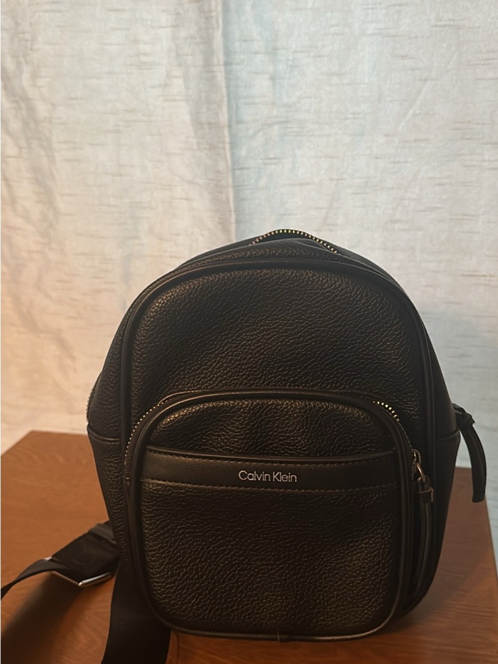 Calvin Klein Black Pebbled Leather Mini Backpack